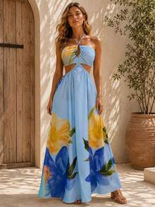 Long Dress With Built-In Bra, Boho Style, 2026 . - Sky Blue - View 2