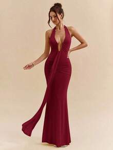 Women Midi Dresses - Bordeaux 2 - View 8