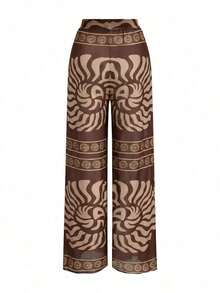 Traje de baño de una pieza con textura espiral vintage para mujer, elegante y adecuado para vacaciones - Marrón Chocolate - Ver 6
