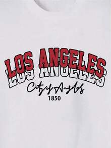 Men's Letter Print T-Shirt - 白色 - 查看 2