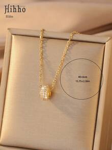 Hihho 1pc Luxury Fully Paved Cubic Zirconia Necklace For Women, Symbolizing Smooth Luck And Good Fortune, Suitable For Daily Wear, Work Commute, And As A Small Gift For Friends - Necklace - View 6