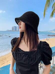 夏季防晒帽，韩式镂空双层渔夫帽，户外遮阳帽 - 雙層漁夫帽 - 查看 5