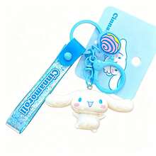 MINISO Sanrio Cinnamoroll 藍色亮片掛繩鑰匙圈，可愛角色迷你公仔包飾吊飾，附 Cinnamoroll 吊牌與藍色夾扣鉤，後背包錢包配件，返校禮物 - 樣式 1 - 查看 7