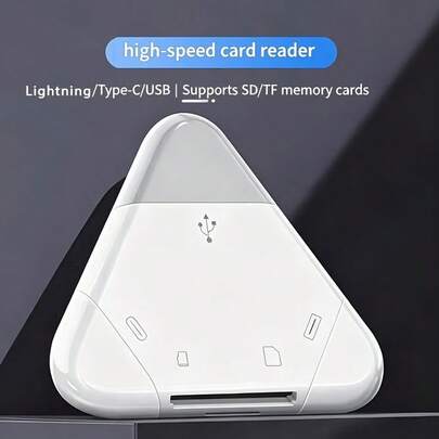 1个三合一读卡器，配备磁吸式USB-A+Type-C+Lightning三端口，用于数据传输，兼容MacBook 17/16/15/14/13/12/11英寸、S25/S24/S23/S22/S21/S20系列