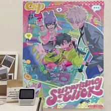 Link Click Anime Printed Large Wall Tapestry  Buddha Wall Decoration Witchcraft Bohemian Hippie Wall Art Decor - 彩色 - 查看 2