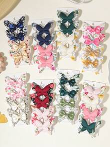 4pcs Mixed Floral & Bow Hair Clips Set, Countryside Style, Suitable For Party/Holiday/Daily Wear - Mixed color - View 9