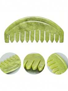 Bộ lược và dụng cụ massage bằng đá ngọc bích tự nhiên - Dụng cụ massage da đầu Gua Sha. Máy massage cầm tay đa chức năng. Máy massage da đầu màu xanh lá cây, giúp giảm căng thẳng, thư giãn cơ thể và tâm trí, chăm sóc da đầu. Thiết kế tiện dụng. - Nhiều màu - Xem 3