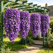 29.72 Inch Large Purple Hydrangea, Realistic Purple Hydrangea And Green Leaves - Suitable For Various Party Themes, Outdoor Decoration Artificial Flowers, Easy To Hang And Store, Space-Saving, Suitable For Hotel/Office/Home Party Decoration, All-Season Evergreen Artificial Flower Soft Decoration - No Flower Pot Included, Suitable For Various Holidays - Multicolor - View 10
