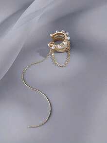 Khuyên tai kẹp không cần xỏ lỗ, mạ bạc, đính đá Cubic Zirconia, kèm dây tua dài, dành cho bé gái, trang sức lấp lánh thanh lịch cho cả ngày thường và tiệc tùng. - YE0033 - Xem 5