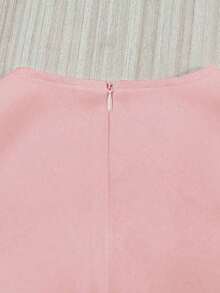 Vestido de mujer de unicolor, cuello redondo, ajustado, con lazo delantero y sin mangas - Rosa - Ver 6