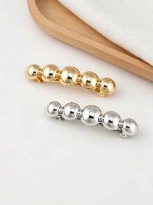 1/2pcs Minimalist Metal Beaded Hair Clips, Gold Silver Tone Spring Barrette For Women,Claw Clips - Multicolor - View 5