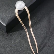 1/2pcs Luxury Pearl U-Shaped Hair Clip, New Chinese Style Elegant Hair Accessory, Minimalist Versatile Hair Barrette - Multicolor - View 9