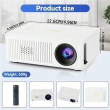 Portable Mini Full HD Projector, Wired Connection Only (No Bluetooth, No WiFi), Built-In Speaker And Remote Control, Compatible With Wired Smartphones/Tablets, Includes EU/UK/US/AU Plug Adapters, Suitable For Home Theater, Office, Dorm, Travel - White - View 7