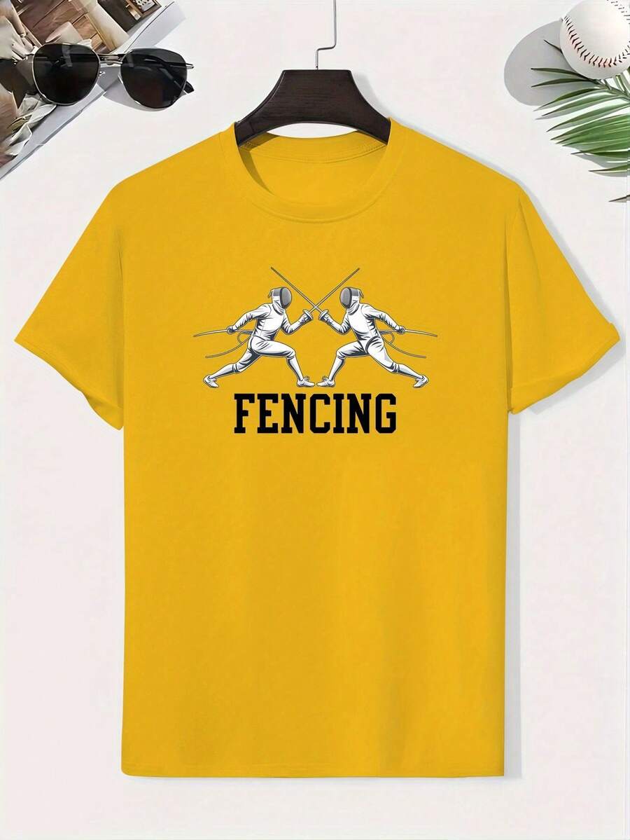 0121 Children's Fencing T-Shirt, Creative Casual T-Shirt, Lightweight And Comfortable Short Sleeve, Summer Clothes For Kids - 黃色 - 查看 1