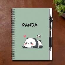 1 Set de Cuaderno Espiral con Patrón Lindo de Panda, Incluye Bolígrafo, 100 Páginas/50 Hojas. Portada Adorable, Adecuado para Notas de Trabajo, Estudio, Diario, Planificación Diaria, Etc. Gran Regalo para Graduación, Cumpleaños o como Artículos de Papelería. - B - Ver 5