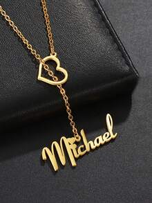 1pc Customized Women's Fashion Y-Shaped Necklace Cute Heart + Personalized English Name Pendant Suitable For Daily Wear, Holiday Celebration, Wedding Banquet, Graduation Ceremony, Anniversary Celebration And Other Customized Women's Gifts, Personalized Name Necklace, Personalized Birthday Gift - Multicolor 3 - View 8