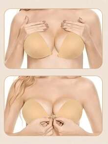 2/4pcs Shell Shaped Seamless Nipple Covers Invisible Strapless Silicone Bra Suitable For Small Breasts, Wedding, Travel, Beach, Outdoor Sports - Multicolor - View 2