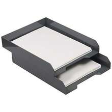 JAM PAPER Stackable Paper Trays - Grey - Desktop Document, Letter, File Organizer Tray - 2/Pack - gris - Ver 3