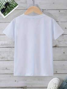 Portuguese Football Short-Sleeve T-Shirt With Dynamic Dance Design, Eye-Catching Top For School Outings At Home For Kids, A Great Gift For Football Fans, Portuguese Flag Print Football T-Shirt, Comfortable And Skin-Friendly Short Sleeves, A Stylish Football Gift For Dual Use At Home And Outdoors - 白色 - 查看 2