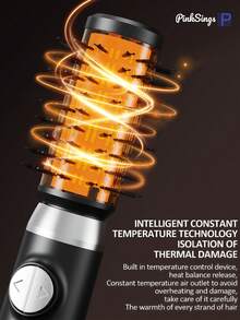 PinkSings 3-In-1 Rotating Hot Air Brush Set, Hot Air Styling Brush With 2 Rotating Brush Heads (1.5 Inch And 2 Inch), One-Step Hot Air Styling Brush, Smooth Styling - Black - View 4