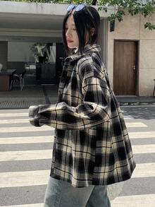 Long-Sleeved Shirt With Buttons And Dropped Shoulders - Black - View 2