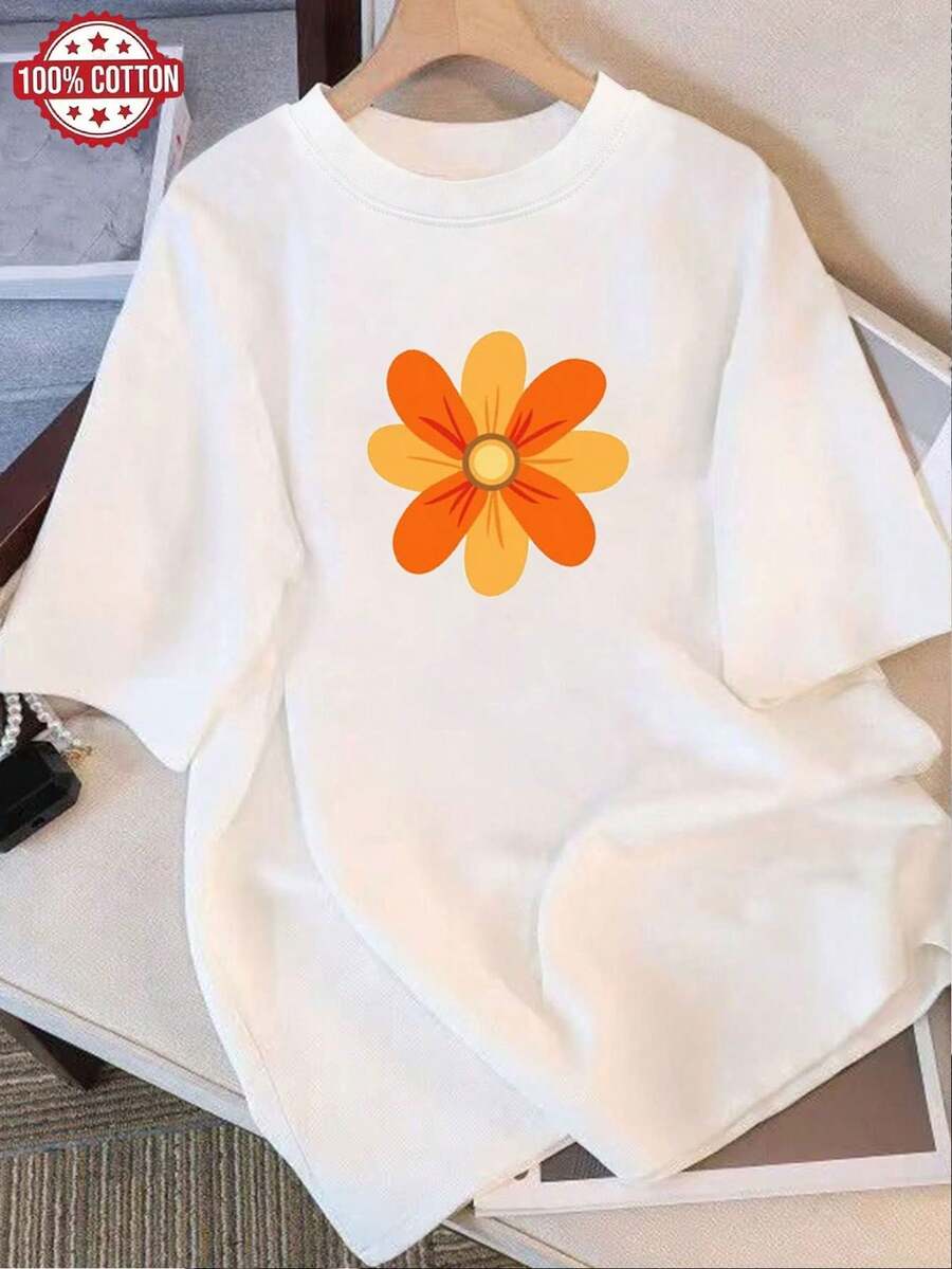 New T-Shirt, 100% Cotton, Machine Washable, Suitable For Spring, Summer And Autumn, Casual Style, Comfortable Fit, Modern Design, Versatile For Daily Use, Soft Fabric, Style A. - White - View 1