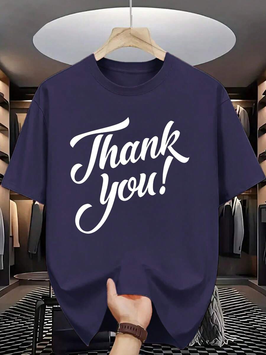 Men's Fashionable Printed Short Sleeve T-Shirt For Summer - 藍色 - 查看 1