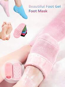 1 par de calentadores de gel hidratantes para pies y piernas/plantillas de cuidado de pies - Calentadores de piernas suaves e hidratantes, calentadores de piernas para cuidado de pies, cubiertas de máscara para pies, calentadores de piernas de gel, cubiertas de calentadores de piernas hidratantes, para cuidado de pies, hidratación de pies, cubiertas de zapatos para protección de pies, diseño ligero y fácil de limpiar, adecuado para cuidado de pies en el hogar, alivia talones agrietados, suaviza la piel áspera - multicolor - Ver 3