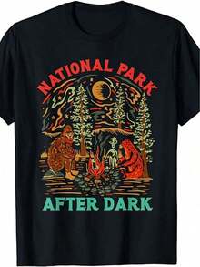 National Park Nightlife T-Shirt, Ideal Gift For Christmas And Halloween, Casual Black Short Sleeve Crew Neck T-Shirt, Sizes S To 3XL - 白色 - 查看 1
