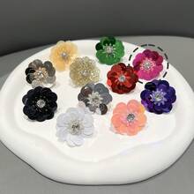 2件/11件套钻石亮片花朵鞋带扣，芭蕾舞鞋装饰，百搭运动鞋饰品，女士 - 彩色 - 查看 14
