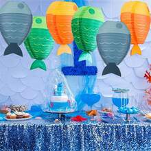 9.8in/25cm Hanging Lanterns For Shower, Hanging Fish Lanterns For Under The Sea, Ocean Theme Birthday Party Decor Colorful Fish Shaped Paper Lanterns, Hanging Decorations For Party, Nautical & Summer Beach Events Underwater Themed Fish Paper Lanterns, Mermaid & Ocean Party - View 2