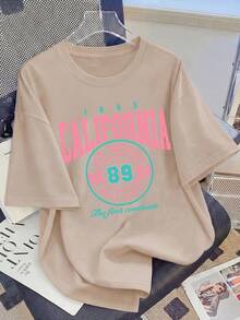 Vintage T-Shirt With Los Angeles, California Print, For Women, Casual And Relaxed Style, Round Neck, Short Sleeve, Retro American Style Of The West No. 89, Basic And Versatile. - 白色 - 查看 9