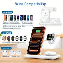 Trạm sạc không dây cho nhiều thiết bị Trạm sạc nhanh 3 trong 1 có thể gập lại cho iPhone 16/15/14/13/12/11/X/8 Series, Apple Watch Ultra/SE/10/9/8/7/6/5/4/3/2, AirPods Pro/4/3 Đế sạc di động Sử dụng trên máy tính để bàn, Sử dụng tại nhà, Không cần cáp dữ liệu Đế sạc không dây tương thích với iPhone và Apple Watch - Hub sạc đa năng cho iPhone16 15 14, 13, 12, 11, Pro, Max, Mini, Plus, X, XR, XS, SE, 8 và Apple Watch 1-8, Airpods 3, 2, Pro dành cho Apple iPhone, Điện thoại Android, Quà tặng cho gia đình, bạn bè, Sinh nhật, Giáng sinh, Mùa đông - trắng - Xem 2