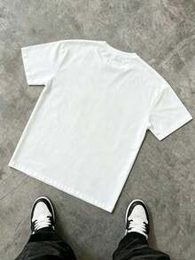 Men's 100% Cotton T-Shirt/T-Shirt. Casual Short-Sleeved T-Shirt With Round Neck And Letter Print, Summer Style, Made Of Lightweight Semi-Transparent Polyester Fabric. - 白色 - 查看 2