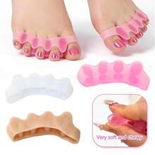 2pcs Toe Separator And Corrector Set, Foot Care Accessories, Popular , Soft & Comfortable Design, Elastic Silicone Material, Ergonomic, Flexible Support, Correct Overlapping Toes, Anti-Friction Protection, Relieve Foot Discomfort, Suitable For Daily Walking And Casual Wear, Unisex Adult - Multicolor - View 10