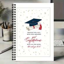 100-Page Graduation Season Exclusive Spiral Notebook, Decorated With Graduation Cap And Scroll Pattern, Accented With Star Elements, Fully Immersive Atmosphere! Suitable For Work Records, Study Notes, Diary Writing, And Also A Thoughtful Gift Choice For Birthdays And Graduations! - C - View 5