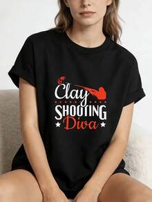 Women's T-Shirt With Colorful Sneaker Print, Casual Summer Fashion, Perfect Gift For Friends And Family, Fashionable Unisex Style, Short Sleeve Printed T-Shirt For Summer 2026, 180g, 100% Cotton - 黑色 - 查看 1