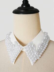 1pc Exquisite Faux Pearl Decorated Detachable Collar, Versatile Accessory For Blouses, Dresses And Other Garments - Multicolor - View 5
