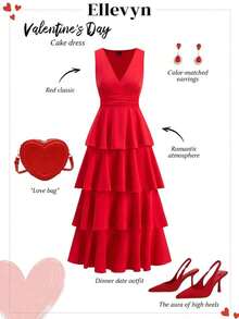 Women Midi Dresses - Rojo - View 2