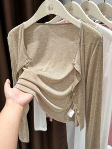Women's Cardigan | Lightweight Long-Sleeve Cover-Up | Breathable Summer Kimono | Loose-Fitting Shield Vest | Outerwear For Dresses And Cheongsams | Elegant And Ethereal Bolero - 灰色 - 查看 7