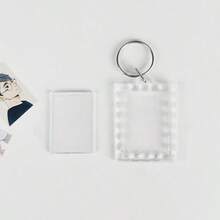 5 móc khóa khung ảnh trống, móc khóa acrylic trong suốt có thể lồng ảnh, móc khóa tháo rời tự làm, quà tặng kỷ niệm cho các cặp đôi. - B - Xem 5