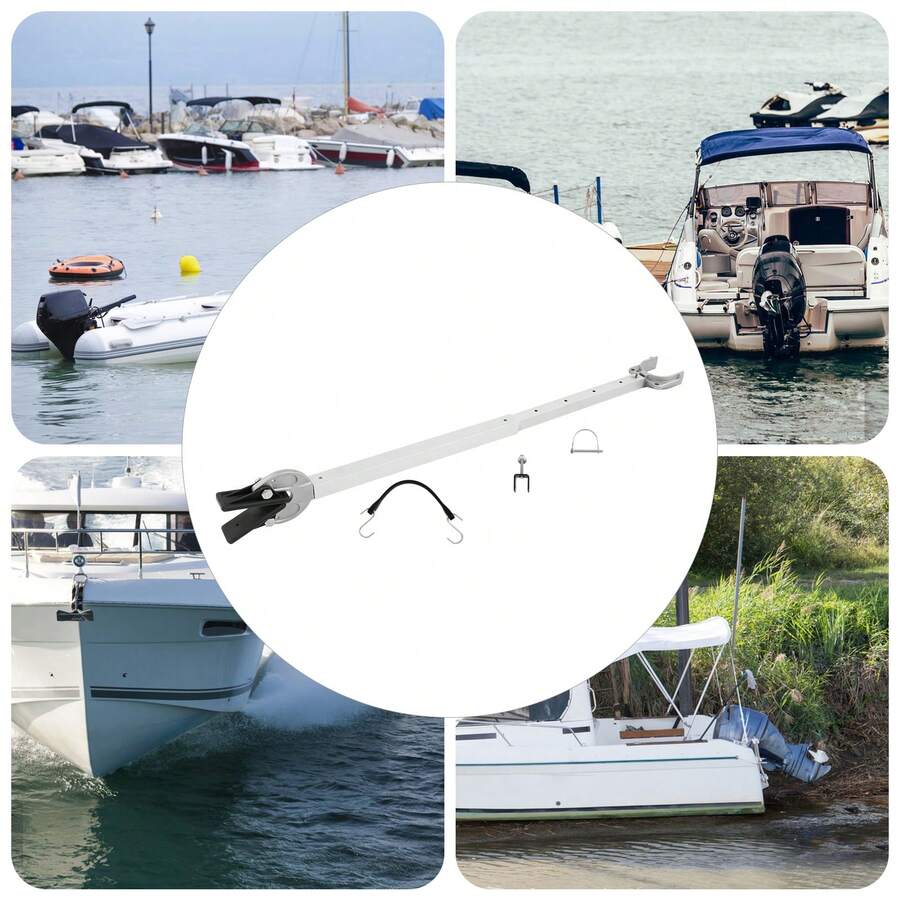 OUKANING Marine Outboard Motor Transom Support, Rustproof Adjustable Motor Saver, Shockproof Boat Engine Protector For Trailering Use - Black - View 1