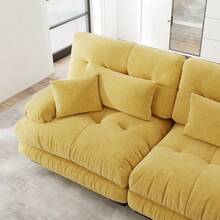 Modular Corner Sofa, L-Shaped Sofa Set For Living Room, Comfortable 4-Seater Cloud Sofas With Movable Ottoman, DIY Combination, Yellow - Mustard Yellow - View 9