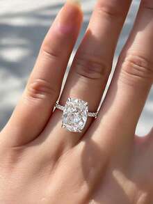 1pc Women's Charming Cubic Zirconia Ring, Suitable For Wedding, Engagement, Party Wear, Valentine's Day Gift - Silver+White - View 6