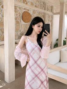 Women Long Dresses - Pink - View 4