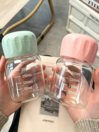 Bình nước mini thủy tinh trong suốt 10.2oz, cốc sữa, cốc cà phê, cốc uống nước tái sử dụng di động, đồ dùng uống nước mùa hè, quà tặng sinh nhật khi đi du lịch hoặc hoạt động ngoài trời.