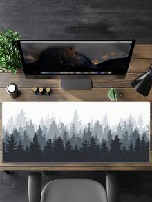 Game Mouse Pad, Forest Background Pattern Large Mouse Pad Lengthened Mouse Pad Table Pad Non-Slip Rubber Mouse Pad Edge Stitching (Tree) - View 2