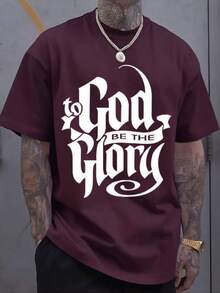 Men's Short-Sleeved T-Shirt, Casual Sporty Style, With Modern Prints, Stretchy And Comfortable, Suitable For Sports, Travel And Everyday Leisure Time - Regular Fit, Round Neck, Knit Fabric, Printed T-Shirt, Comfortable Fit, Plus Size. - 軍綠色 - 查看 6