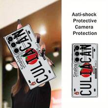 Phone Case - Ins Style, Culiacán Mexico License Plate Pattern, Lightweight Luxury, Durable, For Samsung Galaxy A15/A05/A05S/A34/A25/A14/A54/A52/S23/S21/S20/S24/S25/Ultra/Plus/Fe/+/S/4G/5G, Black Painted Protective Case - 樣式 1 - 查看 4