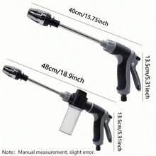 High Pressure Washing Water Gun With Foam Bottle Portable Multi Function Adjustable Thickened Rod Sprayer 3/ 4" And 1/ 2" Quick Connect Adapter For Cleaning Tools High Water Pressure Suitable For Washing Courtyard Cleaning - Car Washing Gun With Foam Bottle - View 2